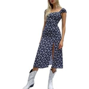 French Connection Cersier Printed Dress - 2 Utility Blue